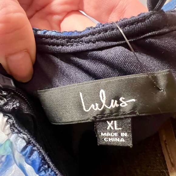 NWT Lulus Bloom Wildly Navy Blue Flora Organza Maxi Dress sz XL - Picture 7 of 7